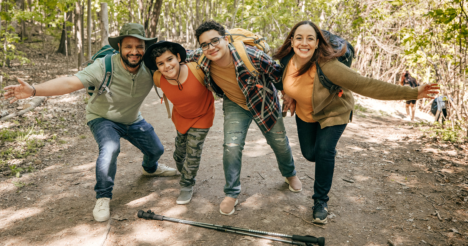 family hikers