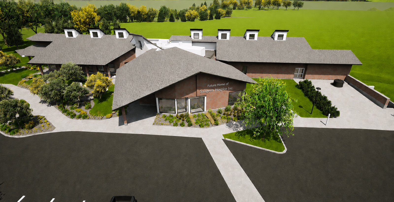 Aerial view from the front